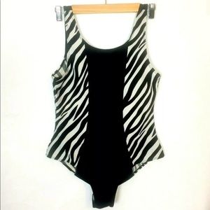 Zebra Print Swimsuit 1 Piece Black White Bathing